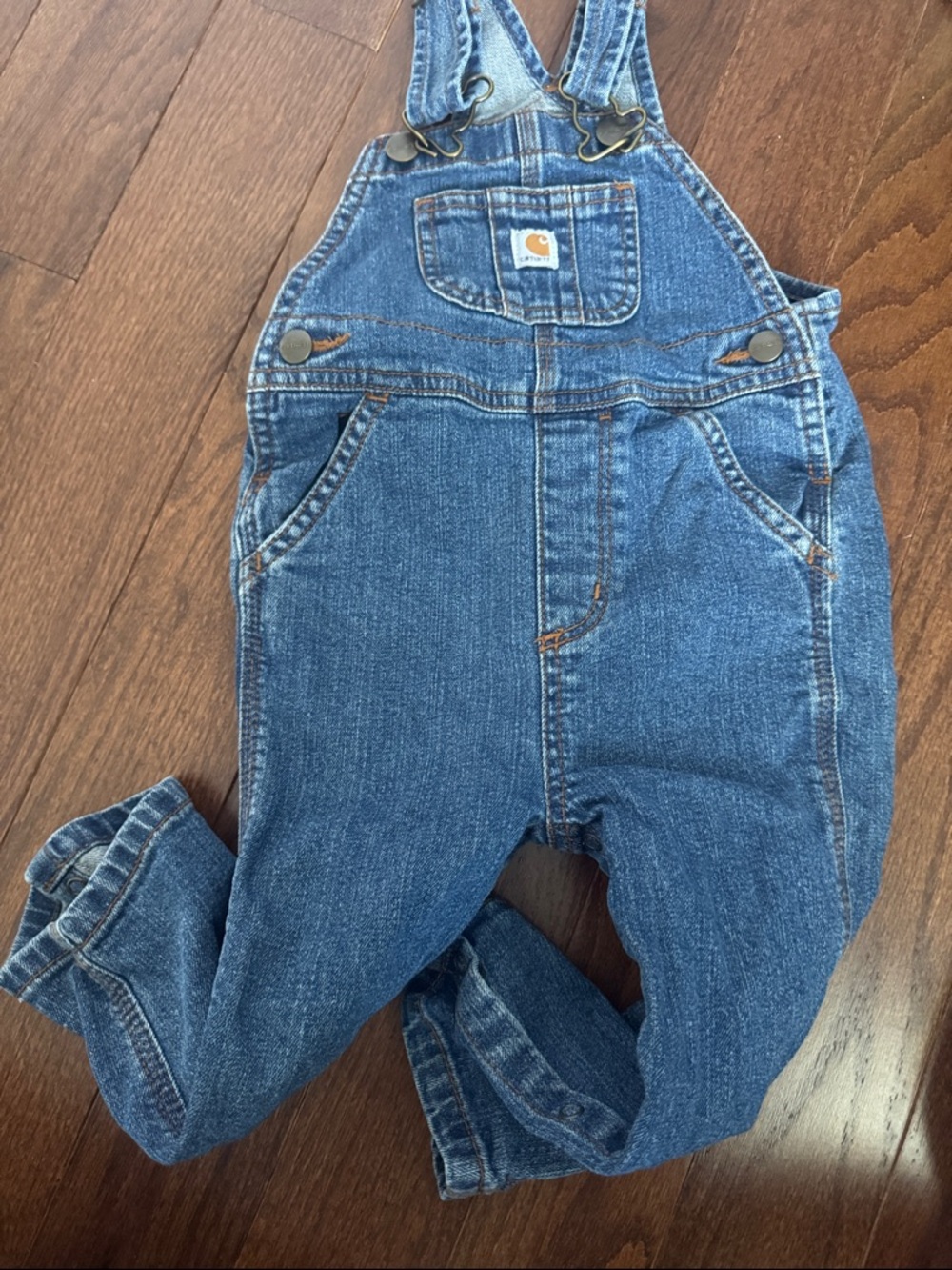 Carhartt Blue Denim Kids Overalls with Front Bib Pocket